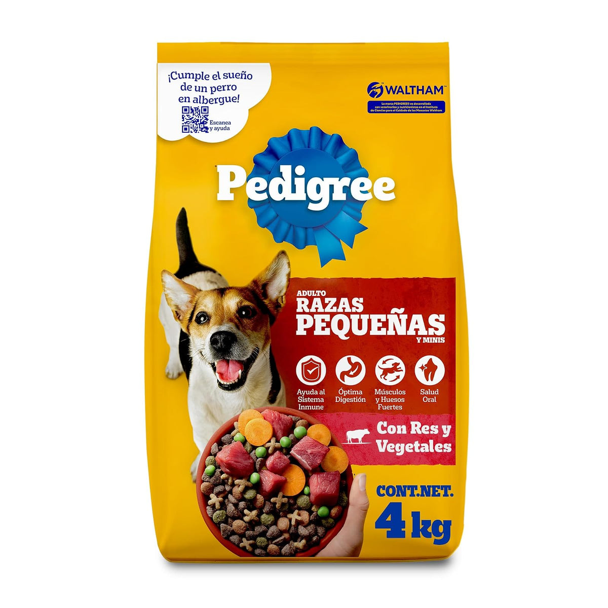 Pedigree - Croquetas para Perro 4 kg, con Res y Vegetales, Razas Pequeñas, con Proteína, Fibra y Antioxidantes