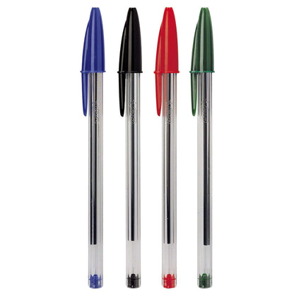 AZOR 301.8396CS Magistral Grip Punta de Bala, Marcador para pizarrón blanco + BIC, Bolígrafo de Punto Mediano, Pluma Clásica, Cristal Dura +, Surtido de 4 Colores, 10 piezas
