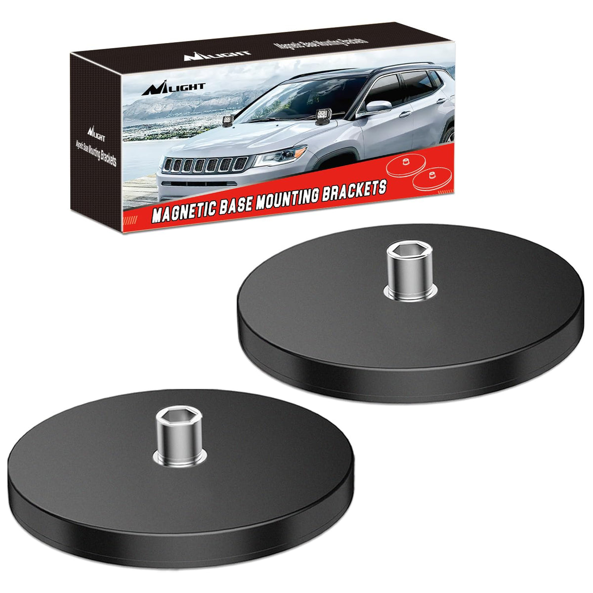 Nilight 90042B 2 soportes de barra de base magnética