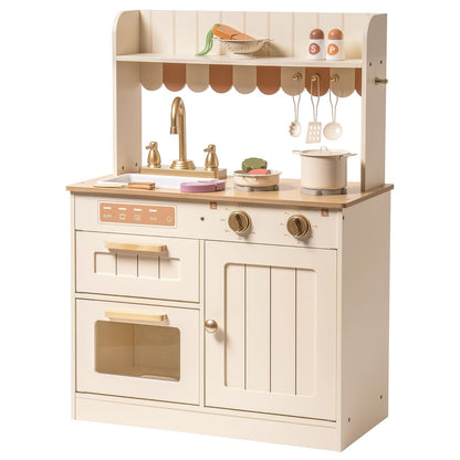 ROBOTIME Juego de Cocina para niños pequeños, Juego de Cocina de Madera con Juego de Alimentos de Corte, Juguetes de Regalo de Cocina para niños de más de 3 años, niñas y niños