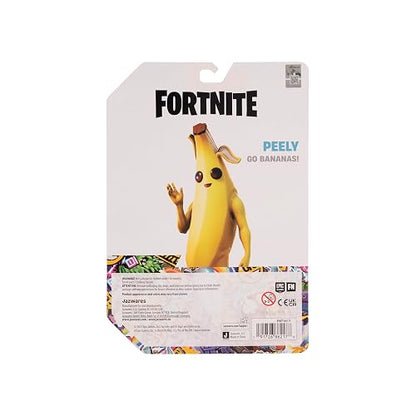 Jazwares Fortnite Legendary Peely - Figura articulada de 6 Pulgadas con Herramienta de Cosecha, Brillo Trasero y código para artículo Virtual Adicional