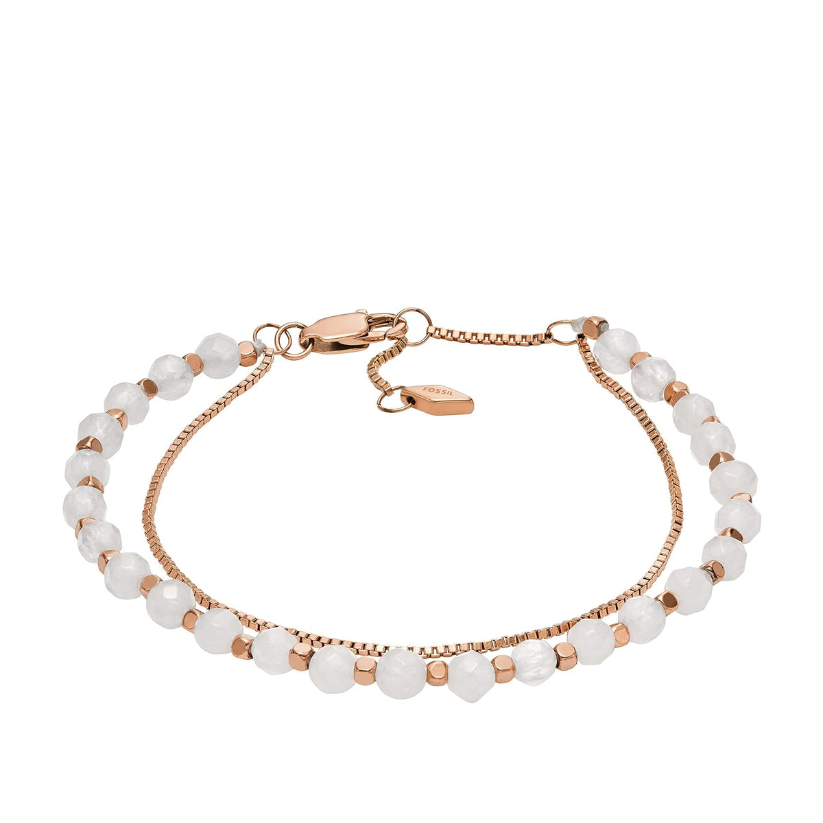 Fossil - Pulsera de acero inoxidable para mujer en tono oro rosa
