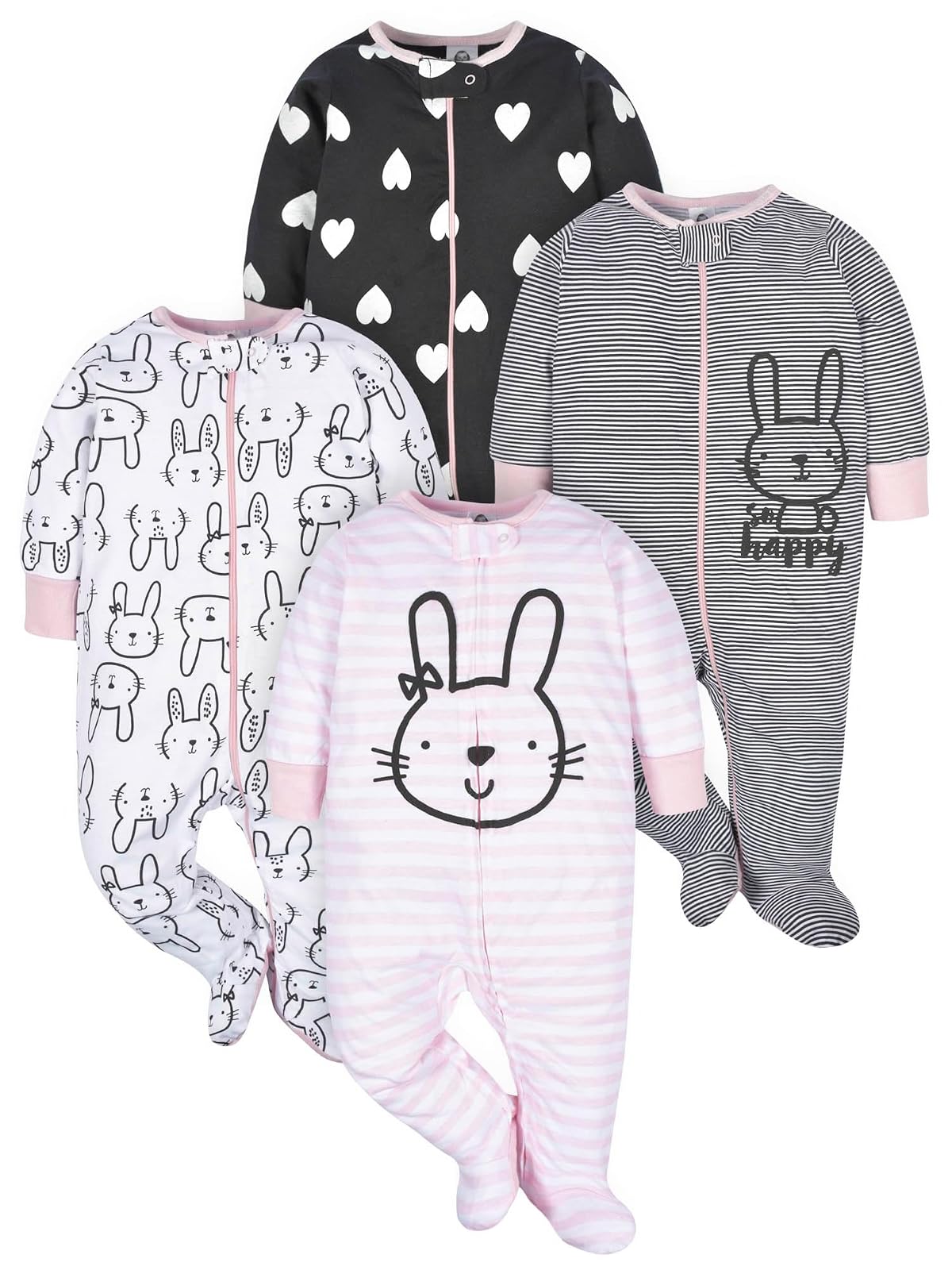 Gerber Pijama Sleep 'N Play para Bebé, 100% Algodón - 0-3 Meses - Cara del conejito