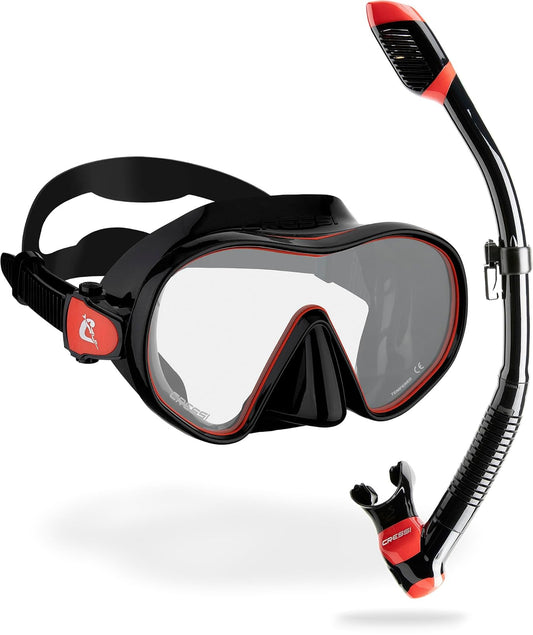 Cressi - Máscara de Buceo sin Marco y esnórquel seco para esnórquel, Buceo, F-Dual y Supernova Dry: diseñada en Italia