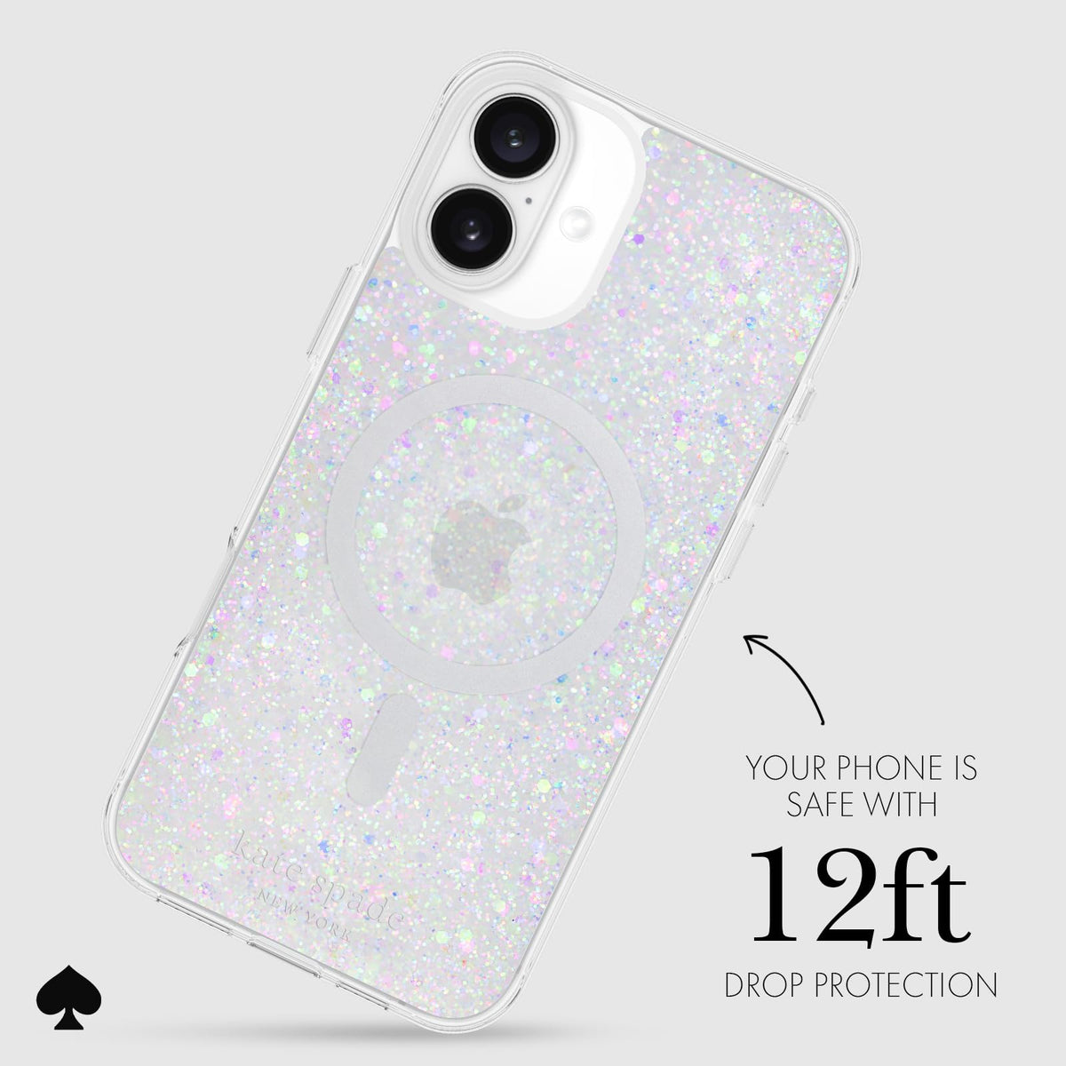 Kate Spade New York - Funda para iPhone 16 Plus, Compatible con MagSafe, diseño de Purpurina, Iridiscente
