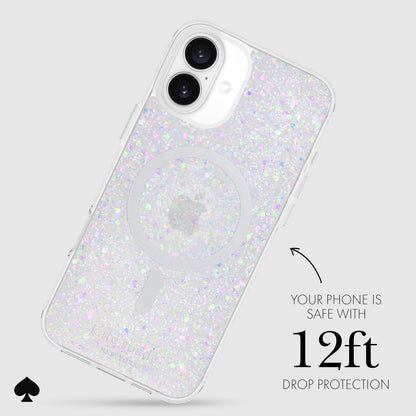 Kate Spade New York - Funda para iPhone 16 Plus, Compatible con MagSafe, diseño de Purpurina, Iridiscente