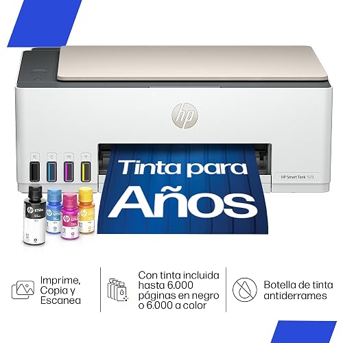 HP Impresora Multifuncional Smart Tank 523, Tinta Continua, Todo-en-Uno, Color, USB, DÚPLEX (Doble Cara) Manual, Impresión, Copiado, Escaneo, Garantía 1 año (4A8S2A)