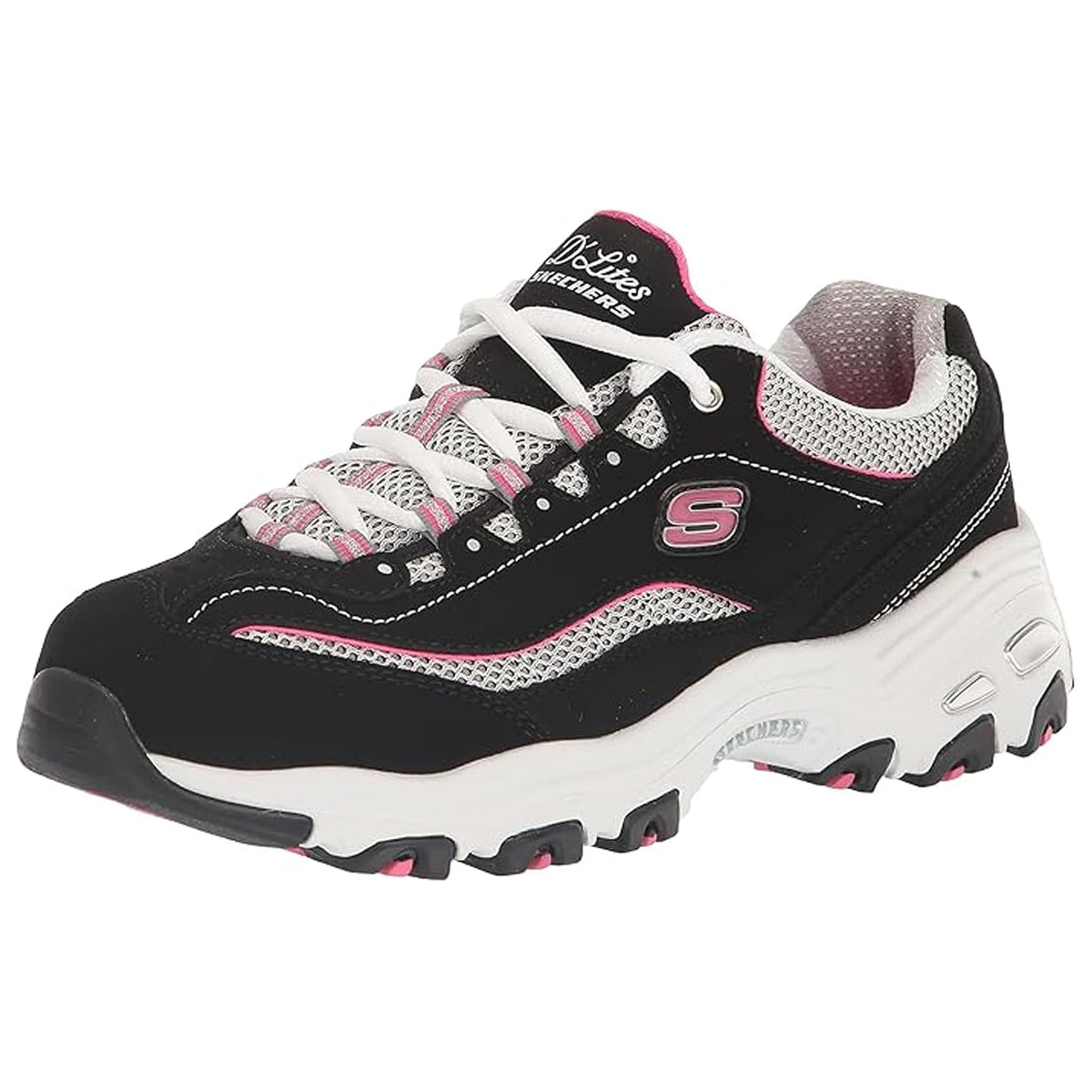Skechers - Tenis de Noche para Mujer con Manos Libres, Summits - 26.0 cm - Negro - blanco - rosa (MU131644)