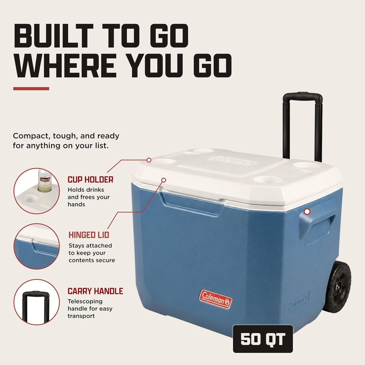 Coleman 50 Quart Xtreme 5 Wheeled Cooler