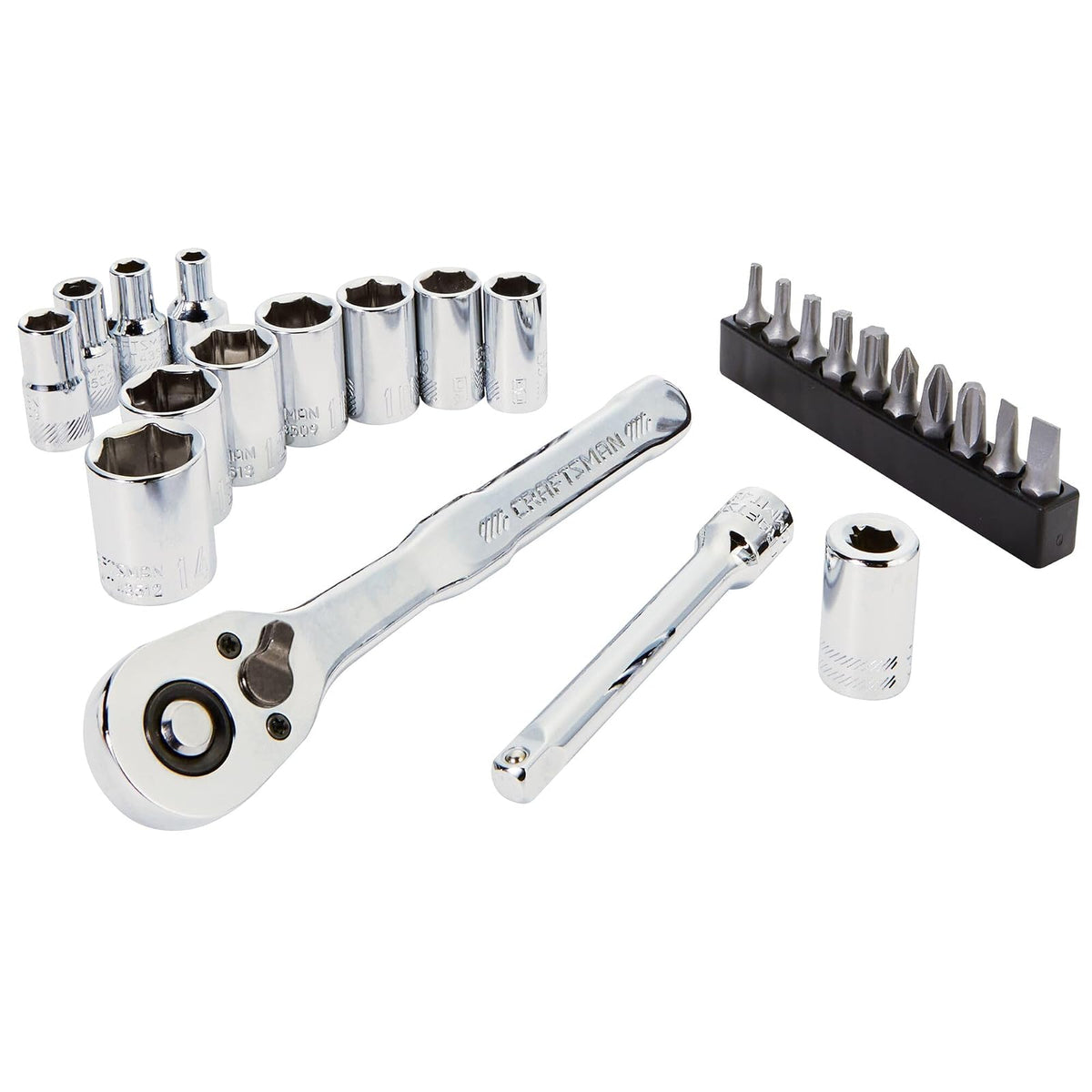 CRAFTSMAN Juego de llaves de 24 piezas, unidad de 1/4 pulgadas, métrica, incluye caja de almacenamiento (CMMT12110LZ)