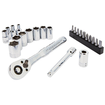 CRAFTSMAN Juego de llaves de 24 piezas, unidad de 1/4 pulgadas, métrica, incluye caja de almacenamiento (CMMT12110LZ)