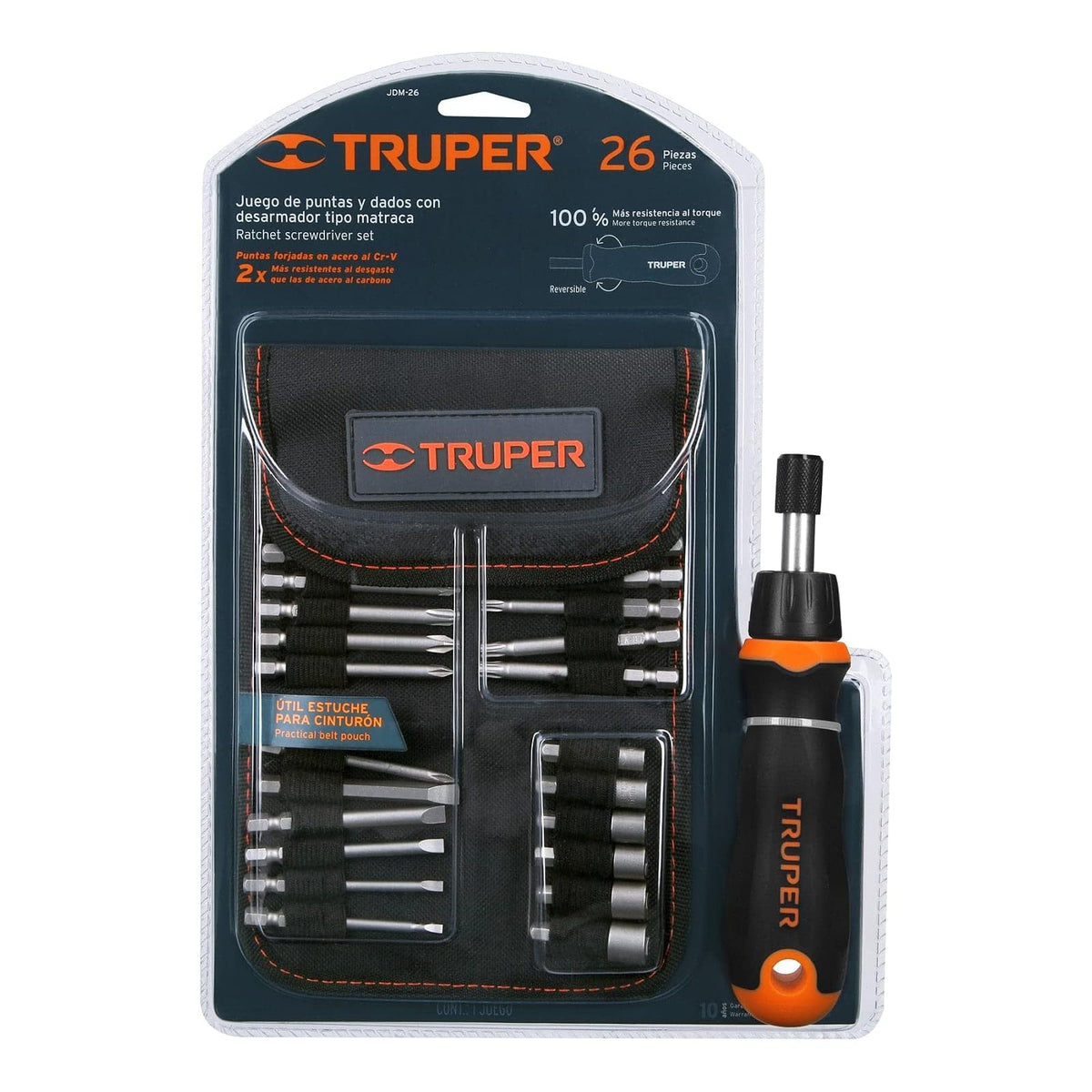 Truper JDM-26 Desarmador tipo matraca con 18 puntas y 6 dados
