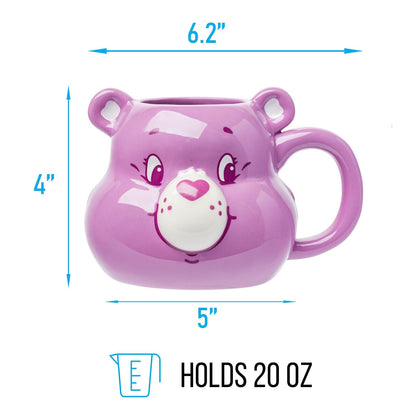 Silver Buffalo Care Bears - Taza esculpida 3D de cerámica con oso compartido, 20 onzas