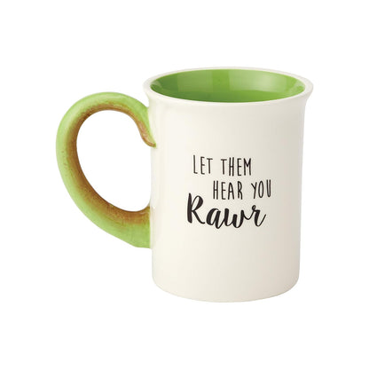 Enesco 6000548 Our Name Is Mud - Taza de café esculpida (gres), multicolor, T-Riffic Tea Rex, Verde, 16 oz, 1