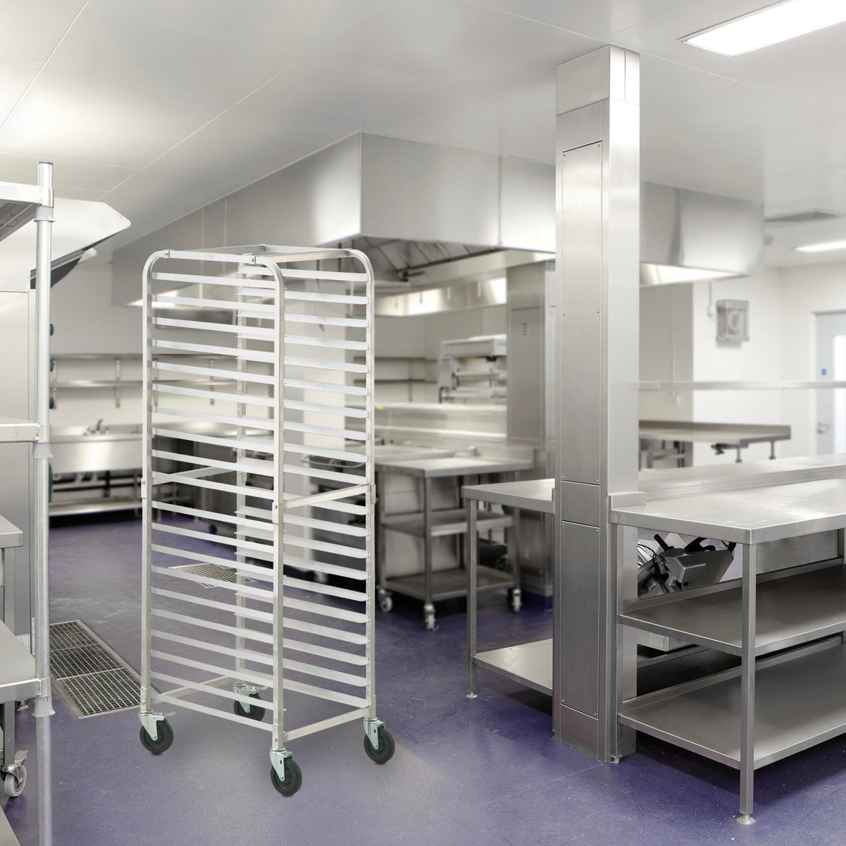 VEVOR - Estante para sartenes para panadería comercial de 20 niveles con ruedas de freno, almacenamiento de aluminio para media hoja y completa, estante de velocidad para cocina, hogar, equipo de
