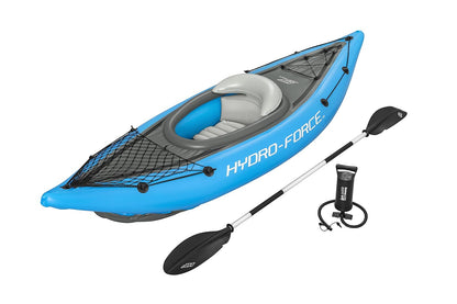 Hydro-Force 9'2" x 34" Ventura Elite X1 Inflatable Kayak Set | Fits 1 Adult | Includes Boat, Aluminum Paddle, Hand Pump, Fins, Seat, Gear Bag, Carry Bag, Repair Patch Kit