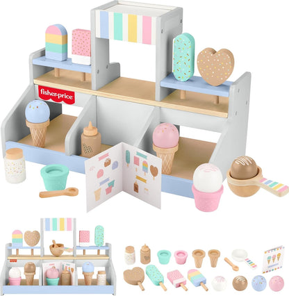 Fisher-Price Juguete para Bebés Set Mi Primera Heladería de Madera para niños de 3 años en adelante