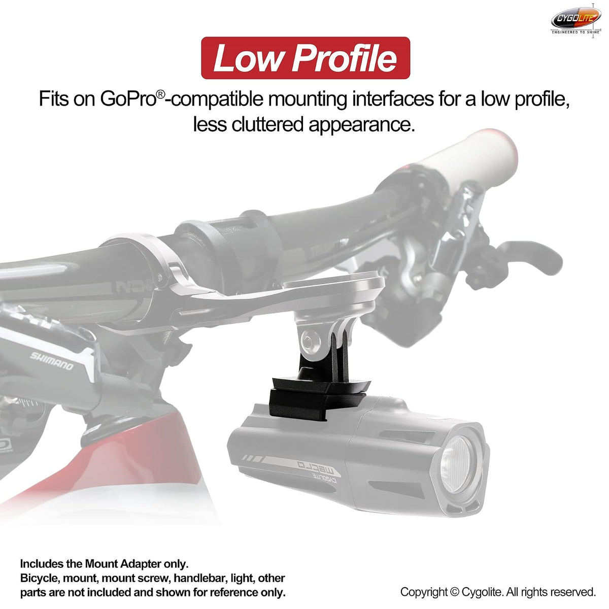 Cygolite - Adaptador de luz para Faros Delanteros de Bicicleta de la Serie Velocity, Ranger, Expilion, Metro y Streak, Compatible con GoPro