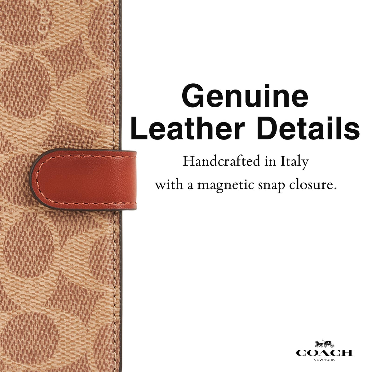Coach Signature - Funda de Lona Desmontable de Dos Piezas para iPhone 15 Pro MAX, Compatible con Carga inalámbrica, Color café