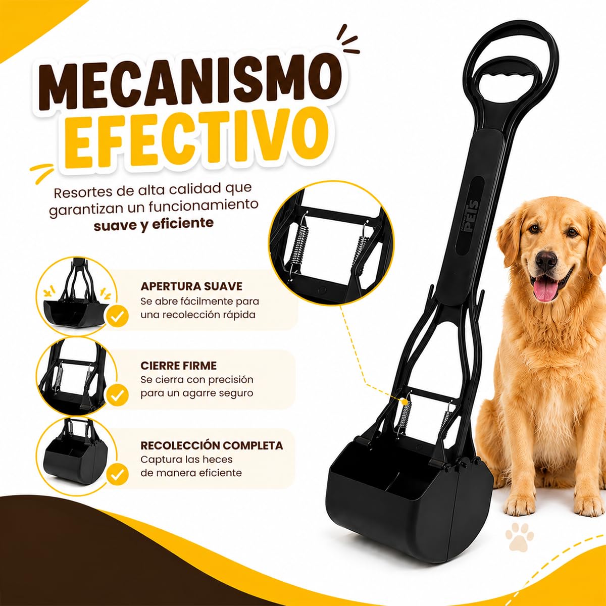 Fancy Pets Recogedor de Heces para Perros Talla GDE, Ligero, Práctico y Ergonómico, Compatible con Bolsas Desechables, Fácil de Usar y Transportar