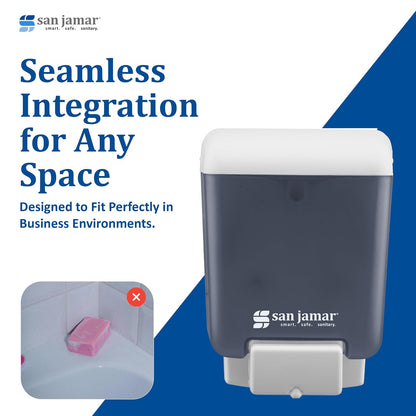 San Jamar Dispensador de jabón Manual de plástico clásico, dispensador desinfectante de Manos con compatibilidad Universal para el hogar, baño, Cocina, restaurantes, 30 onzas, Azul ártico