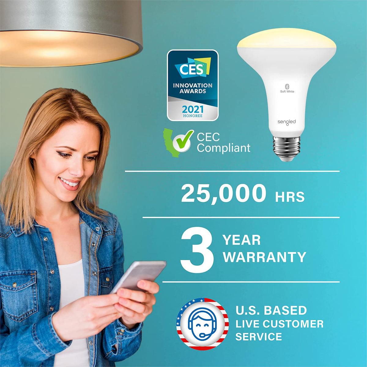 Sengled Smart Light Bulb, Smart Bulbs That Work With Alexa Only, Alexa Light Bulb 65W, BR30 Soft White LED Bulb E26 2700K 650 LM, Dimmable LED Bulb, Smart LED Light, No Hub Required, 1 Pack