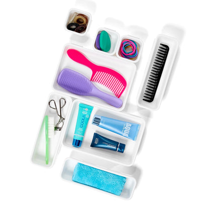 Madesmart - Juego de 8 contenedores antimicrobianos personalizables multiusos, una organización para el hogar, certificado por la EPA, color blanco