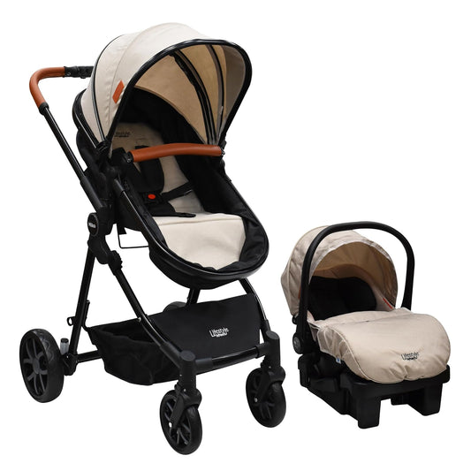 INFANTI | Carriola para Bebe MIKE | Carreola con Portabebé -Travel System con Asiento Reversible | Hasta 15 kg | Color Beige