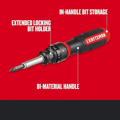 CRAFTSMAN - Destornillador de carraca, SpeedDrive, puntas de doble punta de 2 pulgadas, mango con capacidad para hasta 6 puntas (CMHT68129)