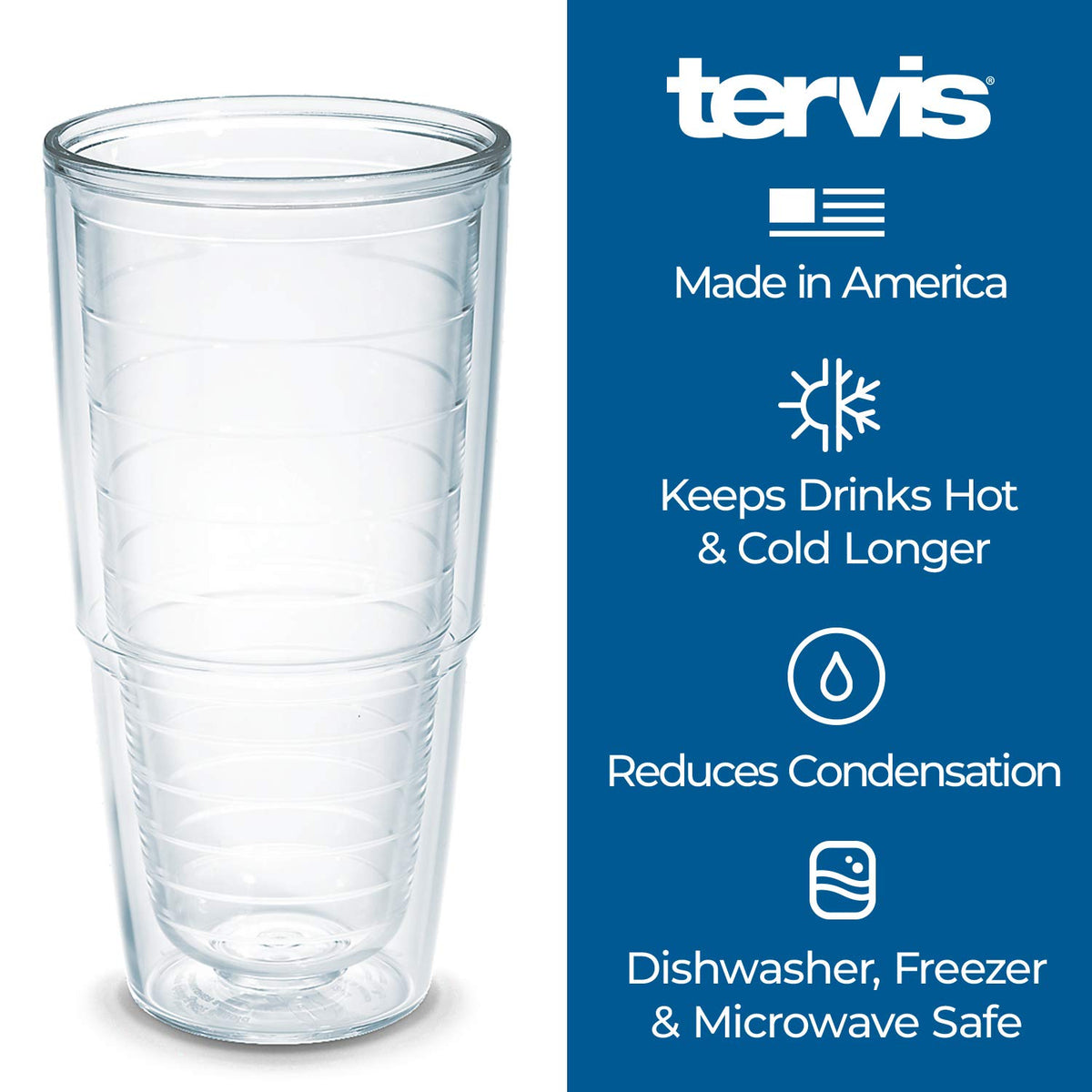 Tervis Vaso en caja individual, 24 oz, transparente, Denver Univ, Transparente, 24 oz, 1