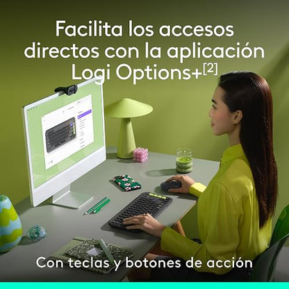 Logitech Pop Icon Combo, combinación de Teclado y Mouse Bluetooth, Escritura cómoda, Teclas y Botones programables, clics discretos, Easy-Switch hasta para 3 Dispositivos - Grafito