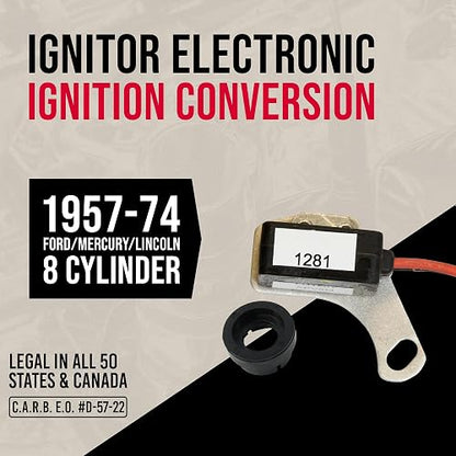 Pertronix Kit de Conversión de Encendido Electrónico 1281 para Ford 8 Cil, Negro