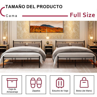 LÖSEN Cama de Hierro Estilo Industrial para Dormitorio, Habitación de Invitados y Apartamento 197 x 141 x 80.5 cm Negro