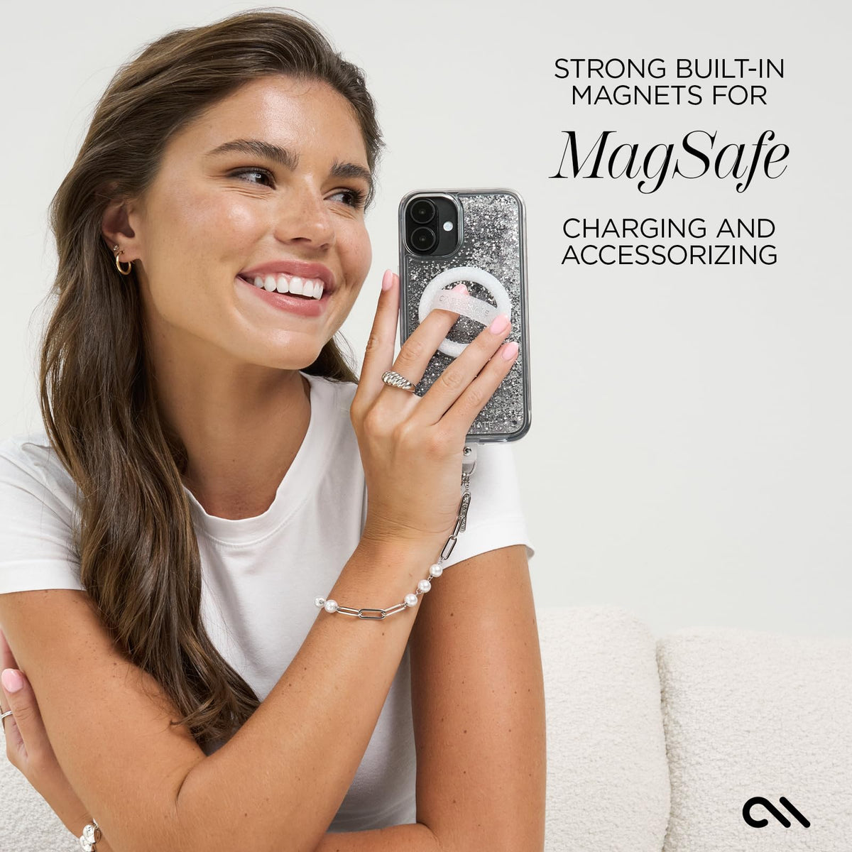 Case-Mate - Funda para iPhone 16 Plus [Compatible con MagSafe] - Funda para teléfono con Purpurina líquida Brillante con protección contra caídas de 12 pies, Cubierta magnética Premium para iPhone 16