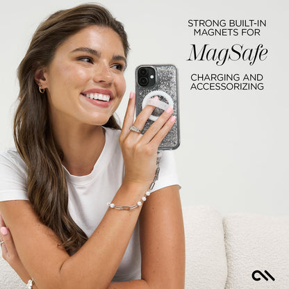 Case-Mate - Funda para iPhone 16 Plus [Compatible con MagSafe] - Funda para teléfono con Purpurina líquida Brillante con protección contra caídas de 12 pies, Cubierta magnética Premium para iPhone 16