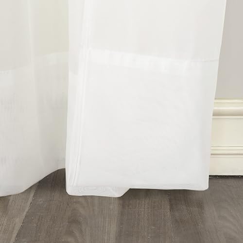 No. 918 Andorra Collection Panel de cortina transparente con flores aplastadas, Blanco, 59" x 95", 1, 1