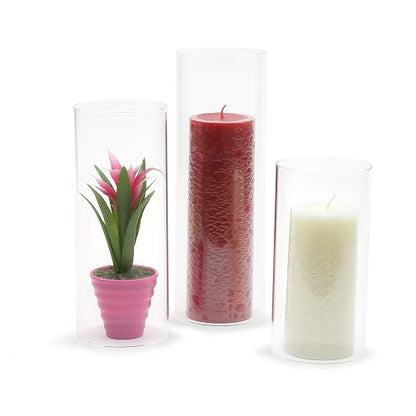WGVI Hurricane - Funda para Velas, Ancho de 4 Pulgadas, Altura de 8 Pulgadas, portavelas cilíndrico de Vidrio Transparente, Tubo de Chimenea, visualización de Vela de Extremo Abierto, 1 Pieza