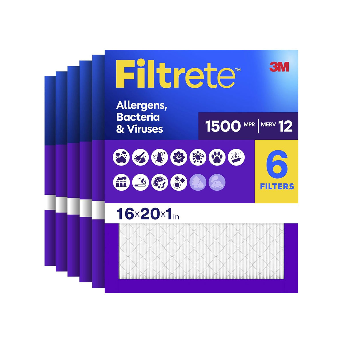 Filtrete UR00-6PK-1E Filtro de Aire de 40,64 cm x 50,8 cm. x 1 pulgada. , color blanco - 16 x 20 x 1 - 6-Pack