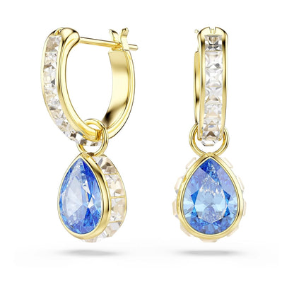 Pendientes Chroma, Talla pera, Azules, Acabado en oro de 18 quilates