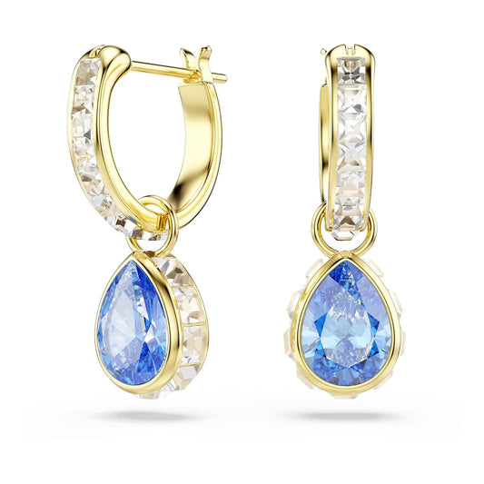 Pendientes Chroma, Talla pera, Azules, Acabado en oro de 18 quilates