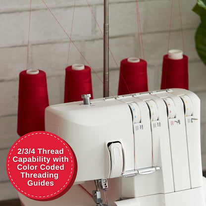SINGER S14-78 Serger con kit de accesorios | Máquina Overlock con capacidad de puntadas 2-3-4, 1200 puntadas/minuto, alimentación diferencial, luz LED y brazo última intervensión, blanco