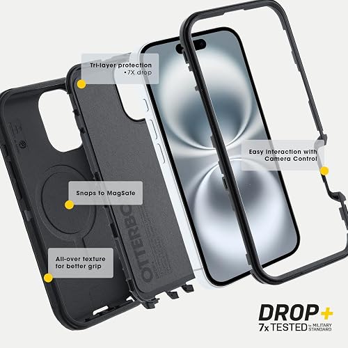 OtterBox - Funda para iPhone 16 Pro MAX Defender Series, Color Azul | Funda para iPhone resistente, resistente y duradera, a presión en MagSafe, de revestimiento múltiple, absorción de impactos