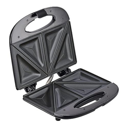 T-FAL Sandwichera compacta antiadherente | Recubrimiento antiadherente, negra, prepara 2 porciones de sándwiches o paninis, luz indicadora, fácil de limpiar. SM2118MX
