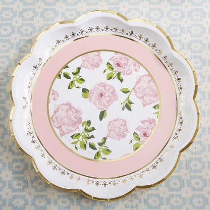 Kate Aspen - Fiesta de té floral clásico de 9 pulgadas Platos de papel decorativos de primera calidad | Suministros para fiestas, color rosa (juego de 16), (28590PK)