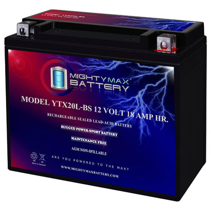 Mighty Max Battery Batería Sellada AGM para Motocicleta y Cuatrimoto - YTX20L-BS