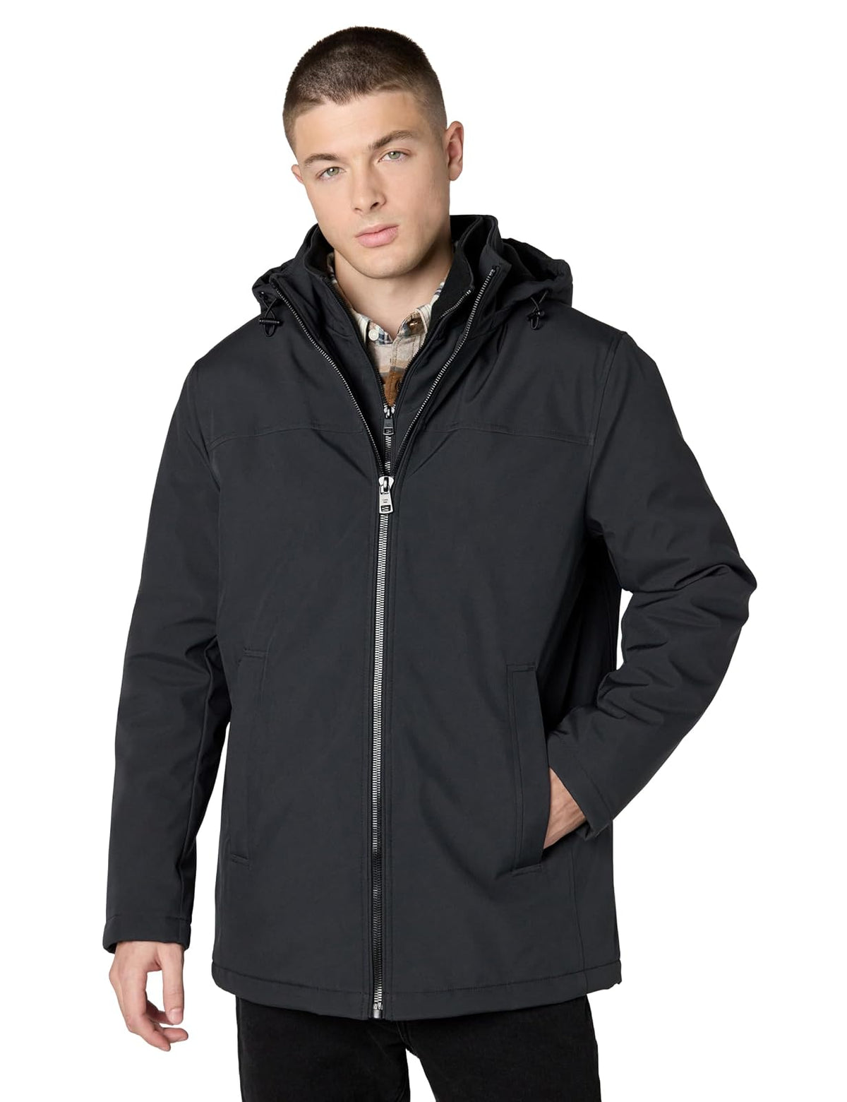 Calvin Klein chamarra con capucha resistente al agua y al viento para hombre desde otoño hasta invierno