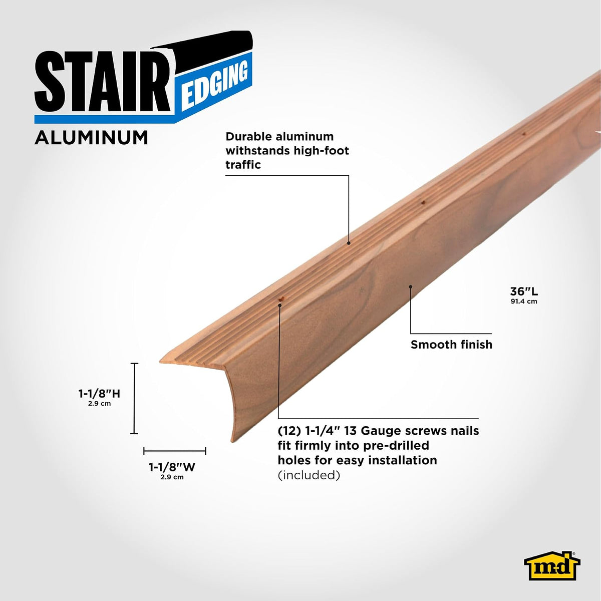 M-D Building Products 32012 - Borde de escalera de 36 pulgadas, acabado de metal