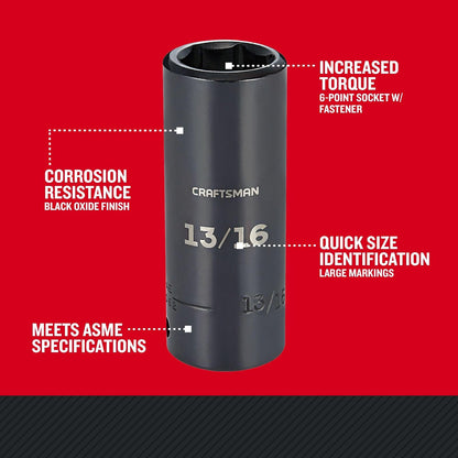 Craftsman CMMT16062 - Llave de vaso SAE (1/2", 13/16")