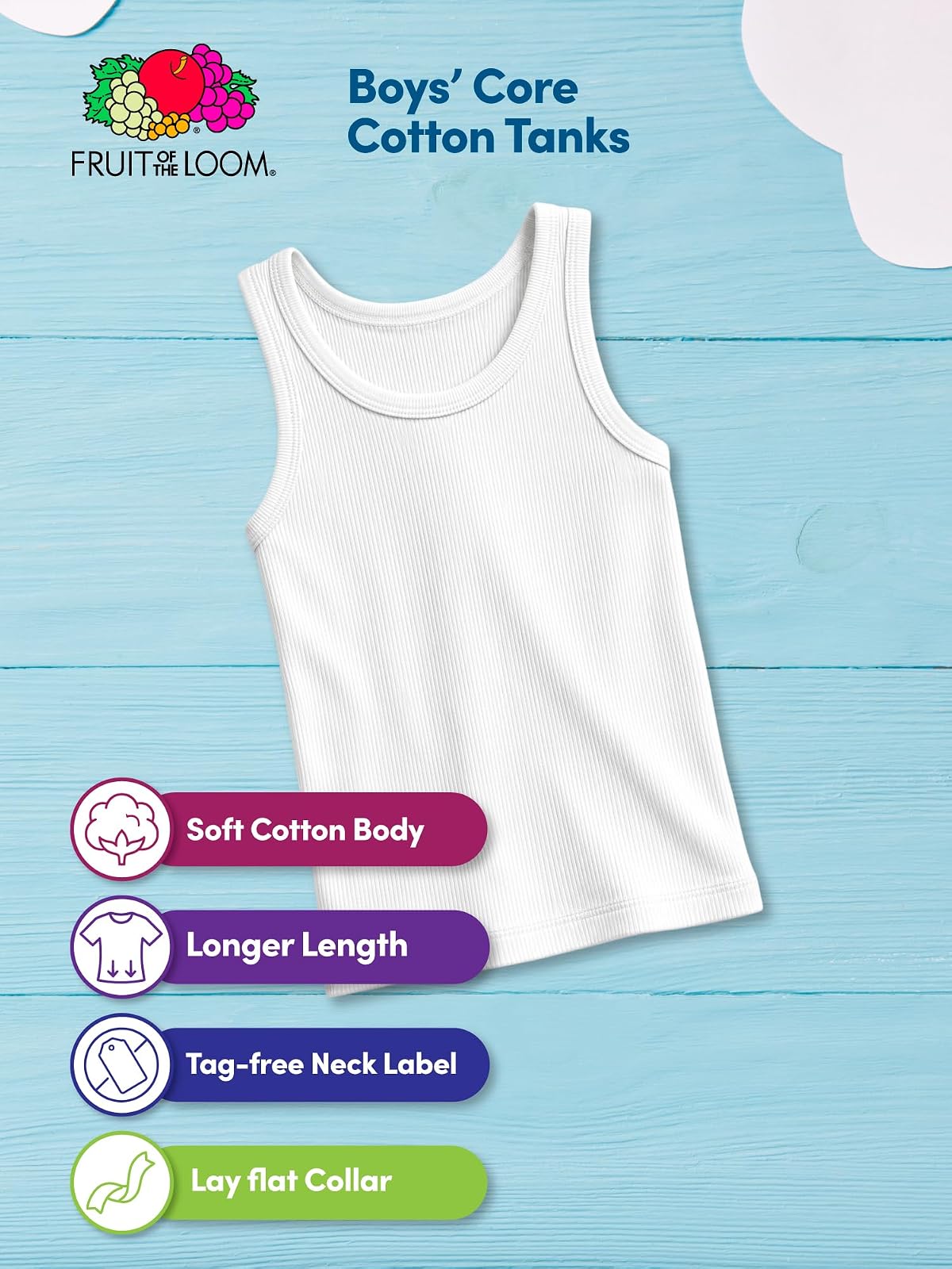 Fruit of the Loom Playera Tank de Algodón Pack de 5 para Niño