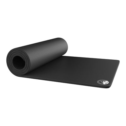 Wakeman Fitness - Colección de Alfombrillas de Yoga Extra Gruesas – Espuma Antideslizante cómoda, Alfombrilla de Ejercicio Duradera para Fitness, Pilates y Entrenamiento con Correa de Transporte - Negro -